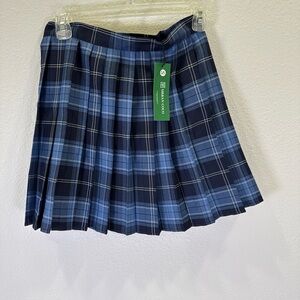 NWT Urban Coco Size S Women’s Plaid Pleated School Girl Skirt Short Blue Navy